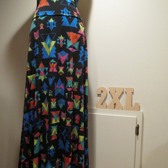 LuLaRoe Dresses & Skirts - NWT LuLaRoe Maxi skirt, 2XL, multicolor geometric